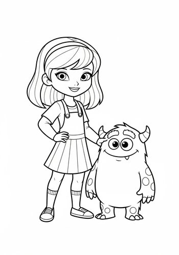 Candace Making Friends With A Friendly Monster Coloring Page