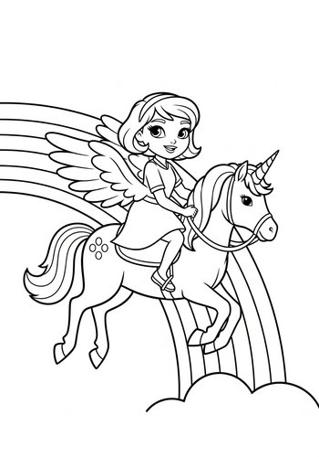 Candace Riding A Unicorn Through A Rainbow Coloring Page