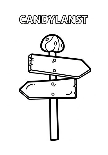 Candyland Direction Sign Coloring Page