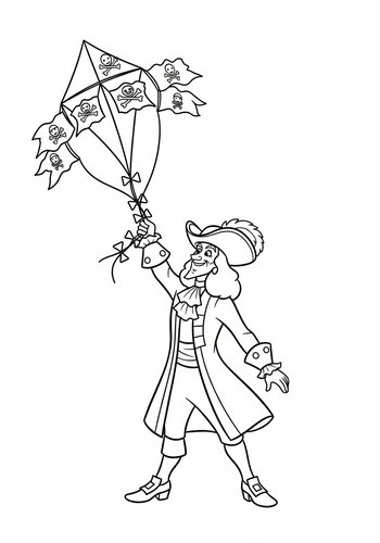 Coloring Page: Captain Hook's Pirate Kite Adventure: Coloring Page