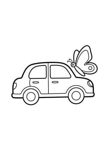 Car And Butterfly Coloring Page Fun