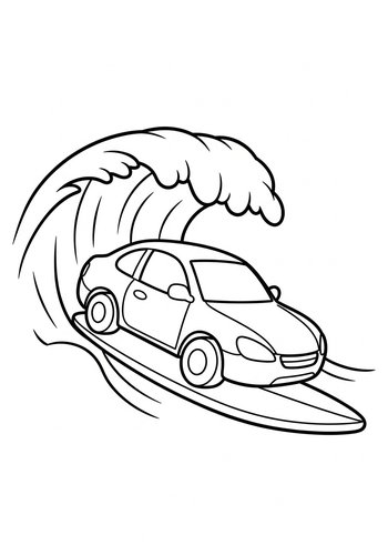 Car Surfing Coloring Page