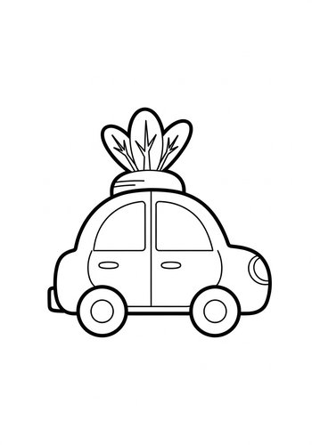 Car With Luggage Coloring Page For Kids