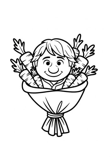 Carrot Bouquet Coloring Page Fun