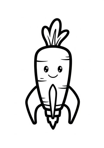 Carrot Rocket Coloring Page For Kids