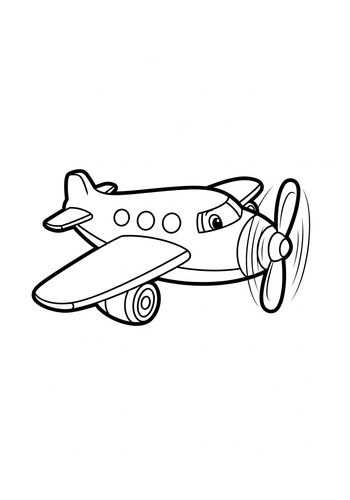 Cartoon Airplane Coloring Page