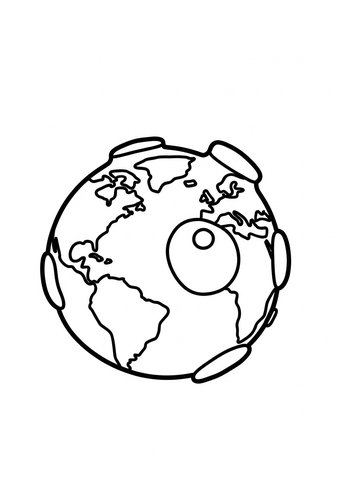 Cartoon Earth Coloring Page