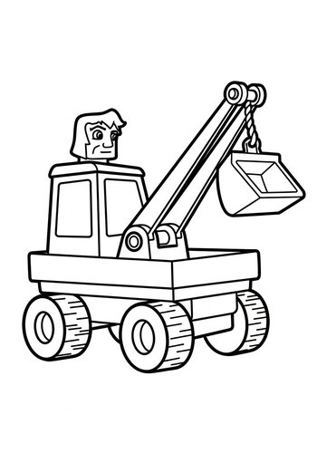 Cartoon Excavator Coloring Page For Kids