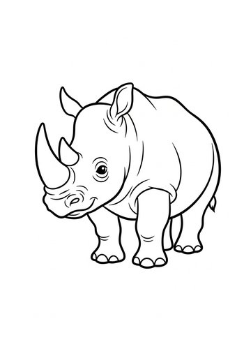 Cartoon Rhinoceros Coloring Page