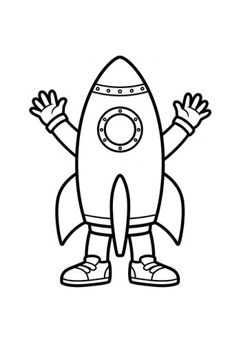 Cartoon Rocket Coloring Page: Blast Off With Fun