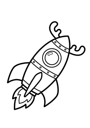 Cartoon Rocket Ship Coloring Page For Kids