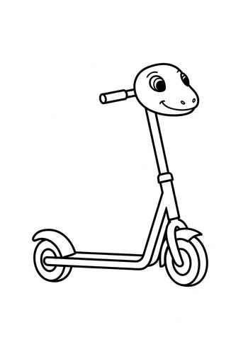 Cartoon Scooter Fun: Coloring Page Adventure