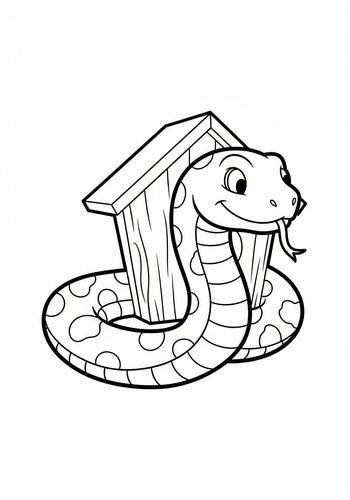 Cartoon Snake House Coloring Page
