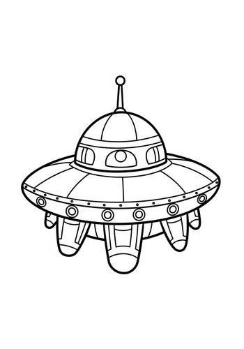 Cartoon Ufo Coloring Page For Kids