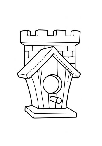 Castle Birdhouse Coloring Page Fun