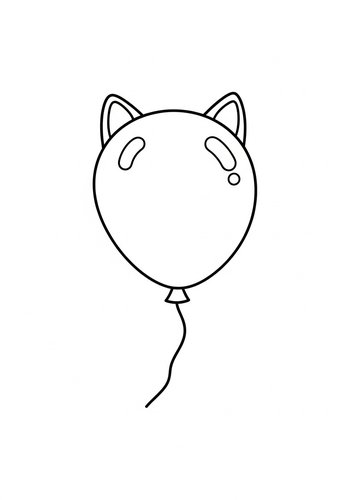 Cat Balloon Coloring Page Fun