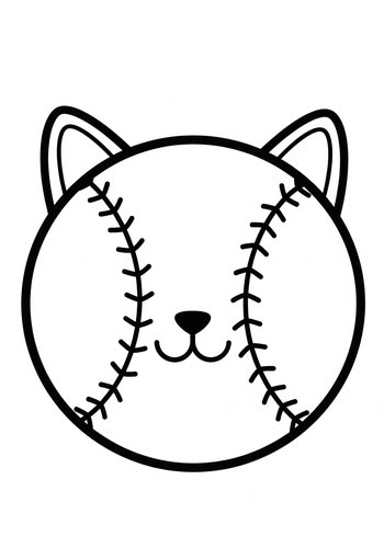 Cat Baseball Coloring Page
