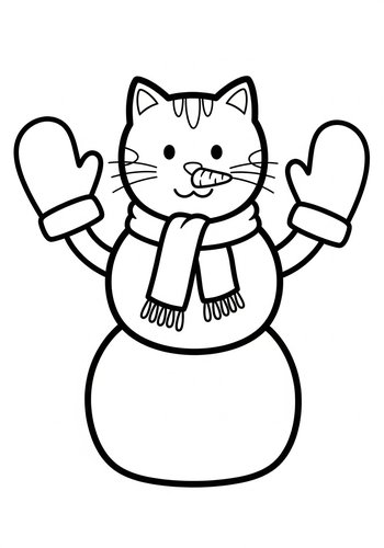 Cat Snowman Coloring Page: Winter Fun