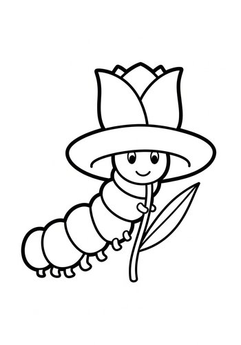 Caterpillar's Floral Hat Coloring Page