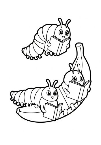 Caterpillars Reading Coloring Page: Fun Insect Activity