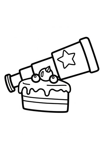 Coloring Page: Celestial Cake Coloring Page: Starry Dessert Fun