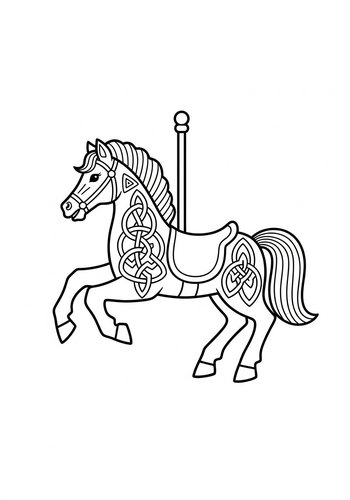 Coloring Page: Celtic Carousel Horse Coloring Page
