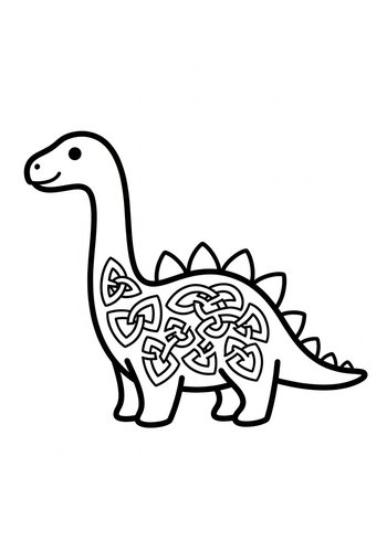 Celtic Dinosaur Coloring Page: Stegosaurus Adventure