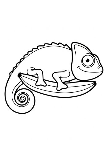Chameleon Coloring Page: Ride The Banana