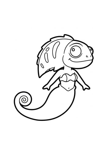 Chameleon Mermaid Coloring Page