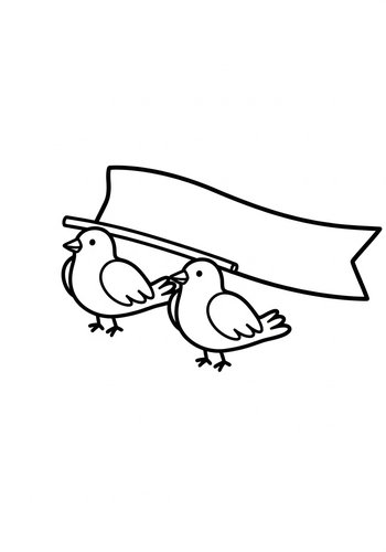 Coloring Page: Charming Birds With Banner - Coloring Page Fun