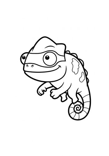 Charming Chameleon Coloring Page For Kids