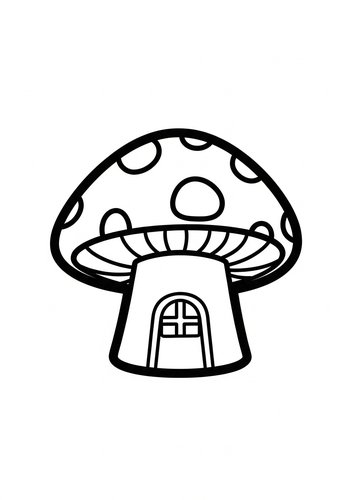 Charming Mushroom House Coloring Page