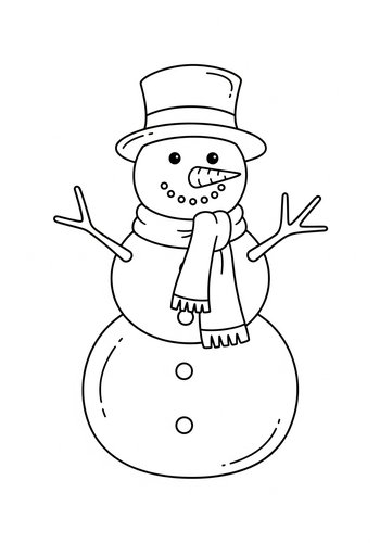 Charming Snowman Coloring Page For Winter Fun
