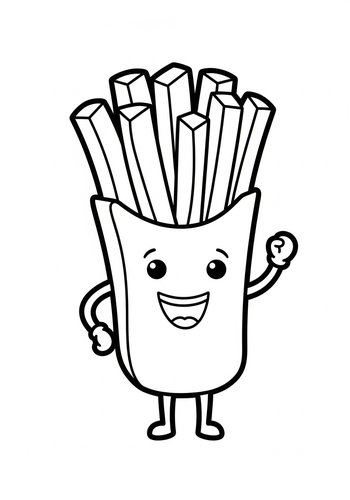 Cheerful French Fries Coloring Page