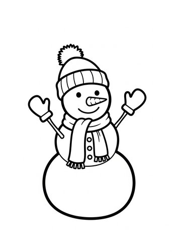 Cheerful Snowman Coloring Page For Winter Fun
