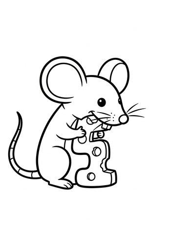 Cheesy Mouse Coloring Page For Kids