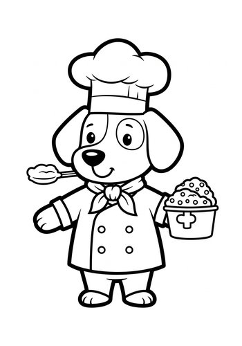 Chef Dog Coloring Page - Canine Culinary Fun