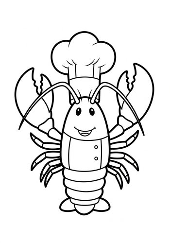 Chef Lobster Coloring Page