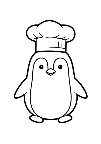 Chef Penguin Coloring Page