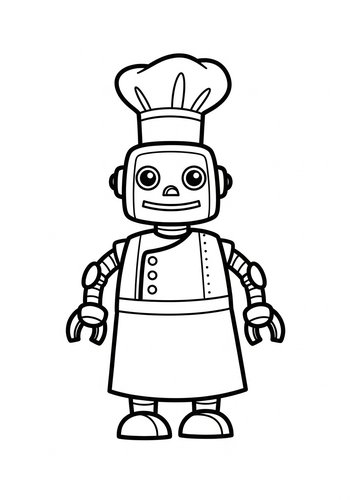 Chef Robot Coloring Page