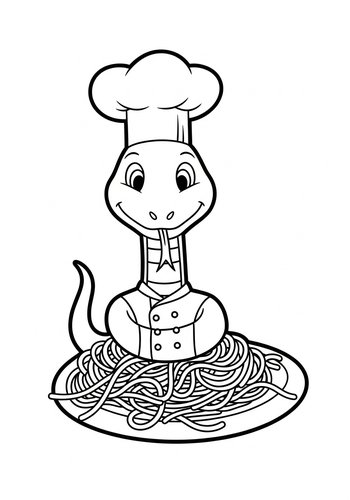 Chef Snake Coloring Page