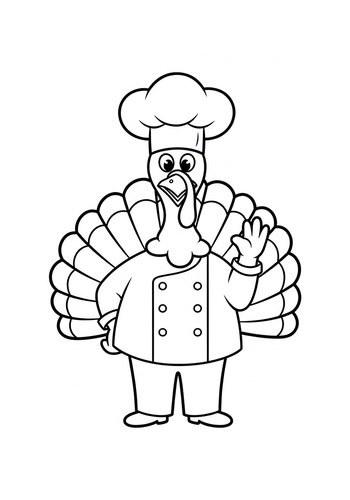 Chef Turkey Coloring Page