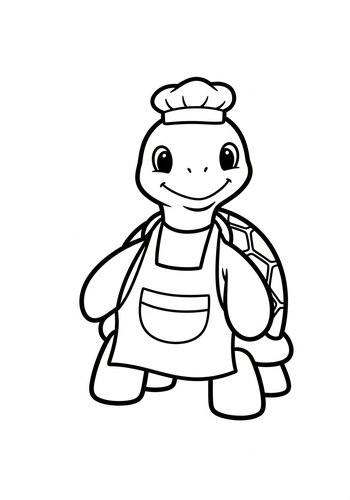 Chef Turtle Coloring Page: Kitchen Fun
