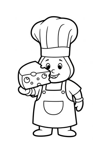 Chef With Cheese - Coloring Page Fun