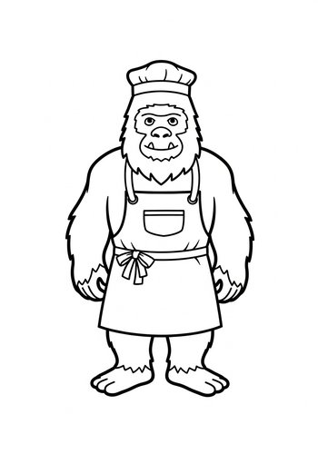 Chef Yeti Coloring Page: Culinary Bigfoot Fun