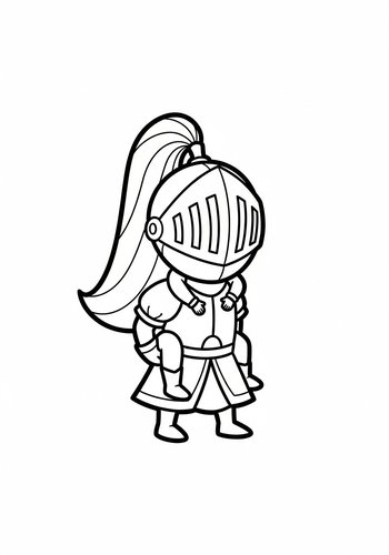 Chibi Knight Coloring Page: Medieval Fun