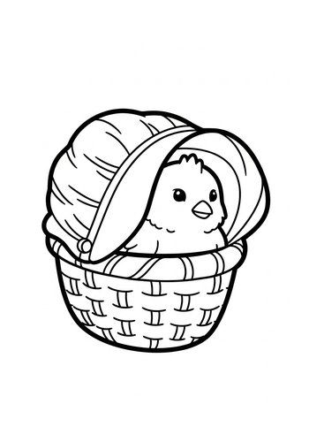 Chick In Basket Coloring Page