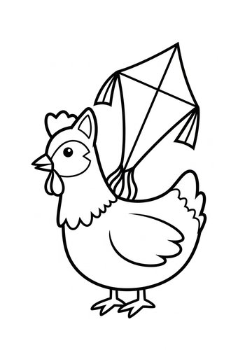 Chicken And Kite Coloring Page