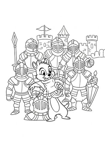 Chip Playing Hide-and-seek Among The Castle's Suits Of Armor