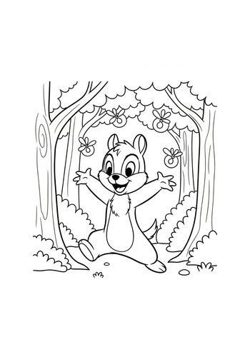 Chip Playing Hide-and-seek With Fireflies In A Magical Forest Coloring Page